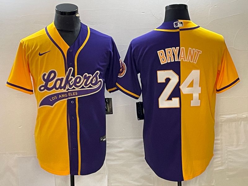 Men Los Angeles Lakers #24 Bryant yellow purple 2023 Nike Co Branding Game NBA Jersey style 1